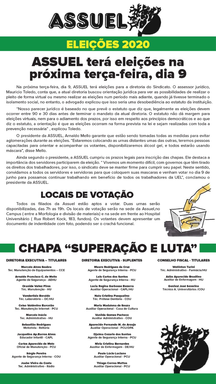 ASSUEL TERÁ ELEIÇÕES NA PRÓXIMA TERÇA- FEIRA, DIA 9